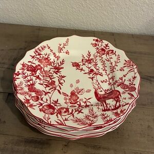 Set of 4 Salad Plates with Christmas Scene.
